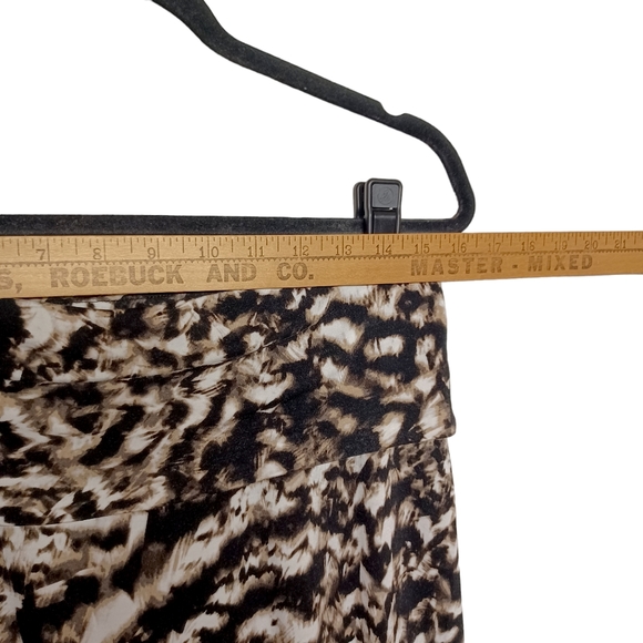 A.N.A Brown Black Cream Print Pull On Maxi Skirt Petite Large - Picture 5 of 6